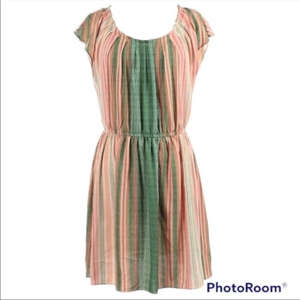 LC Lauren Conrad Green and Pink Striped Mini Dress
